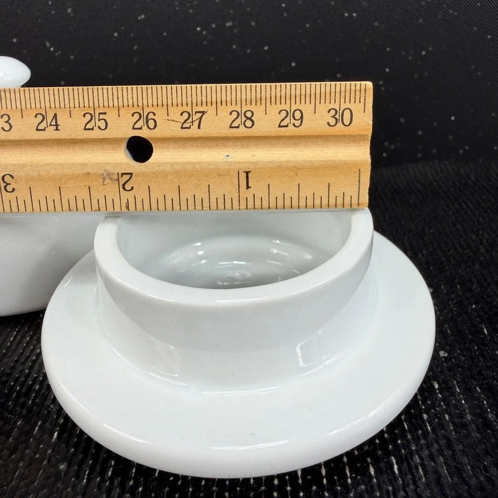 Pier 1 White Ceramic Mini Cloche Caviar Butter Dish Individual Serving Domed Lid